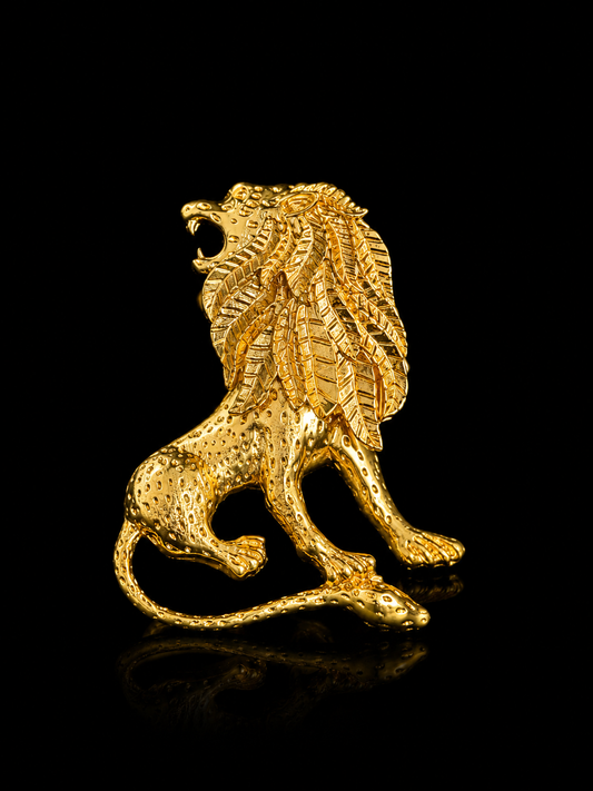 Regal Roaring Lion Brooch