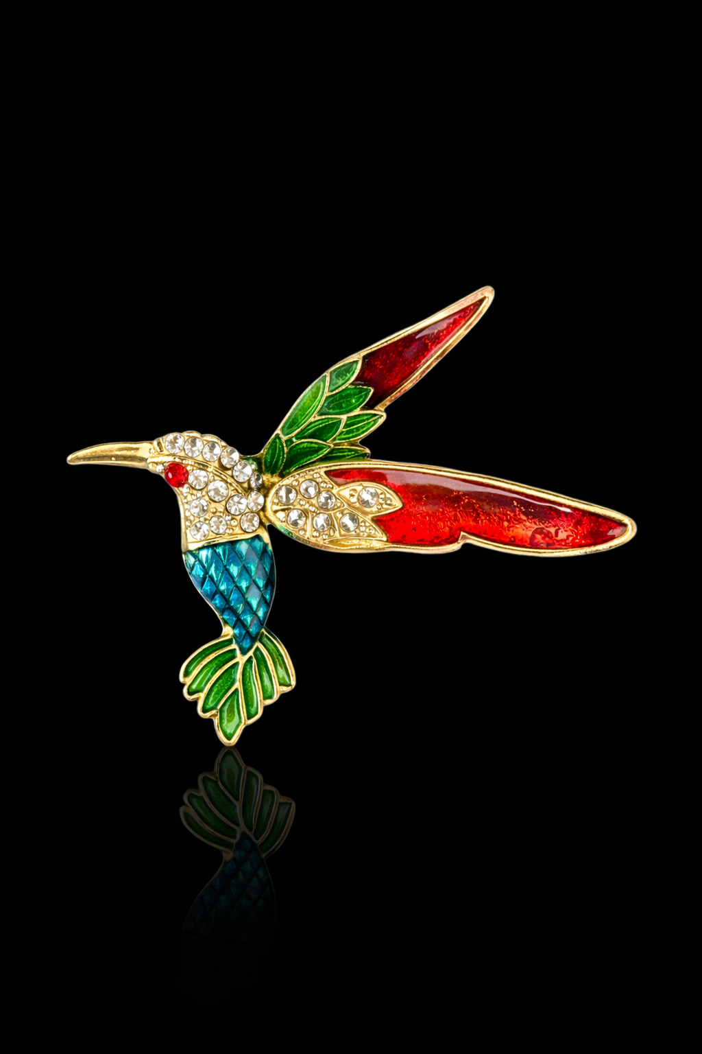 Scarlet Wing Hummingbird Brooch