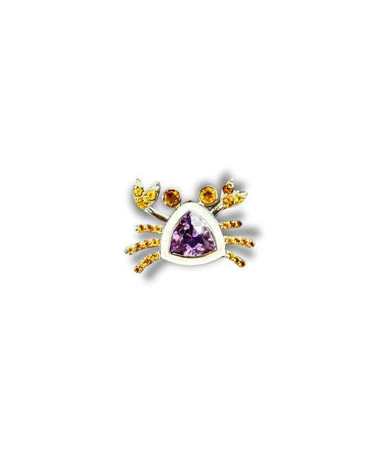 Amethyst Crab Brooch