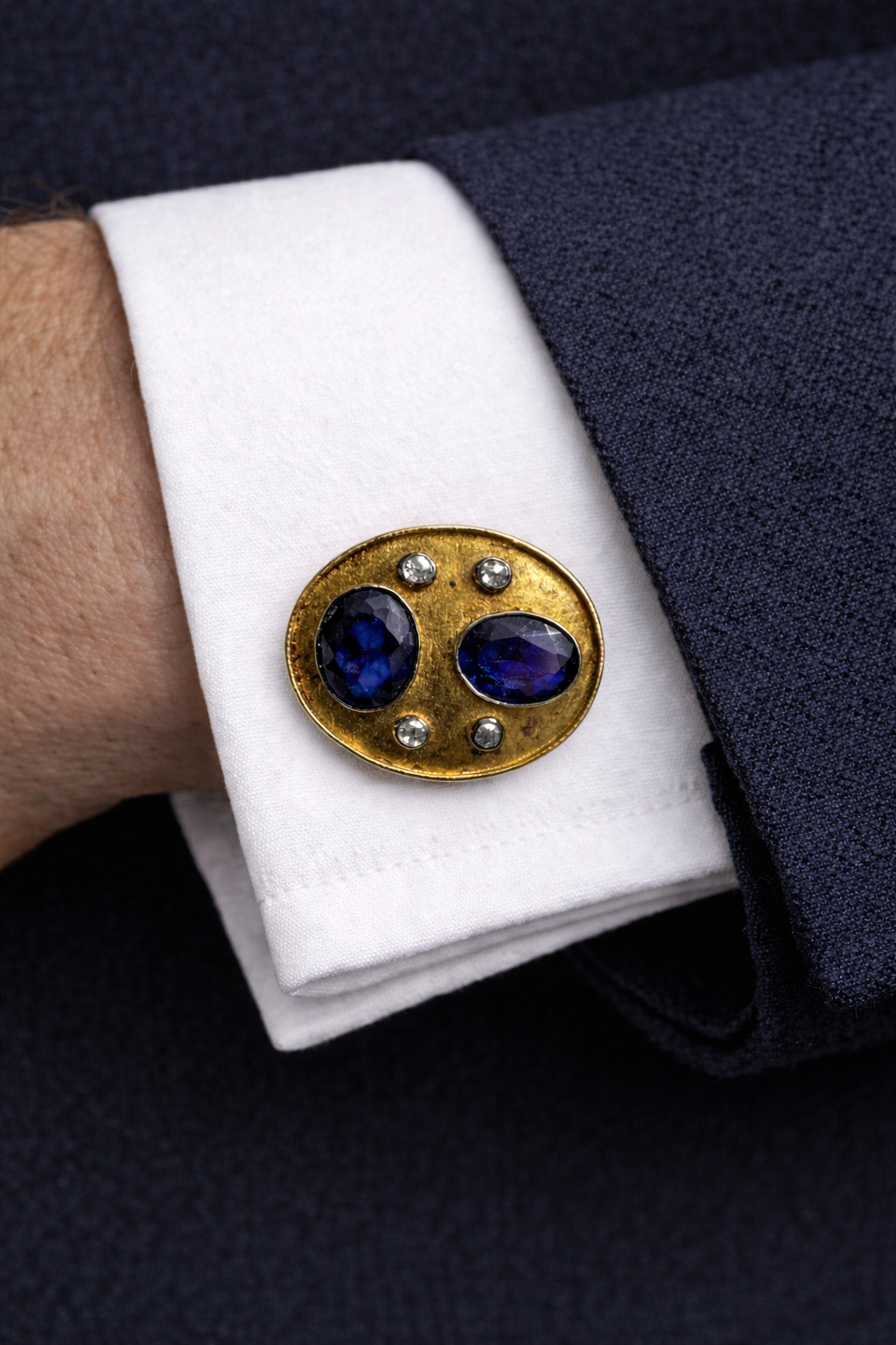 Dual Oval Emerald & Sapphire Cufflinks