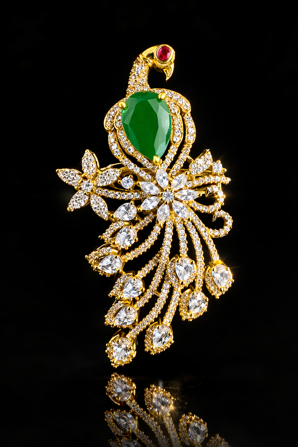 Regal Peacock Cascade Brooch