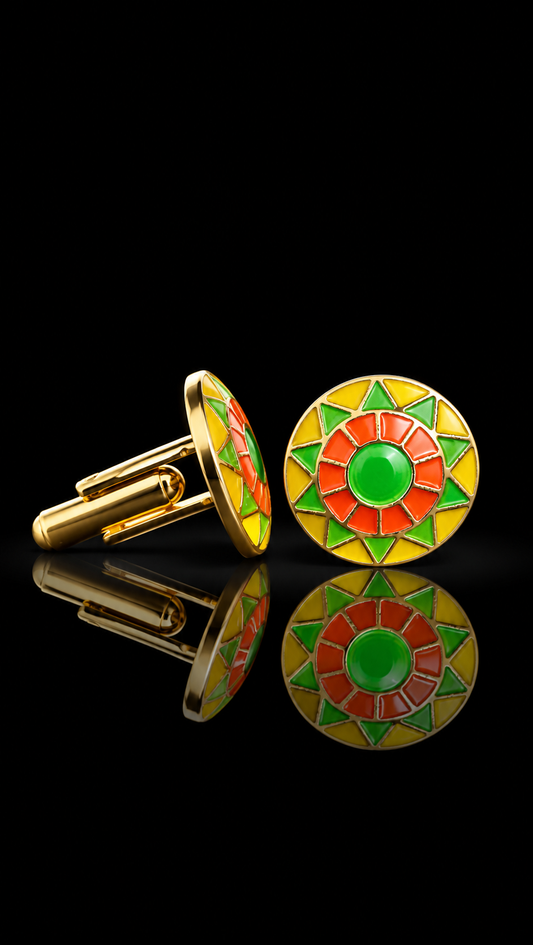 Emerald Mosaic Gold Cufflinks