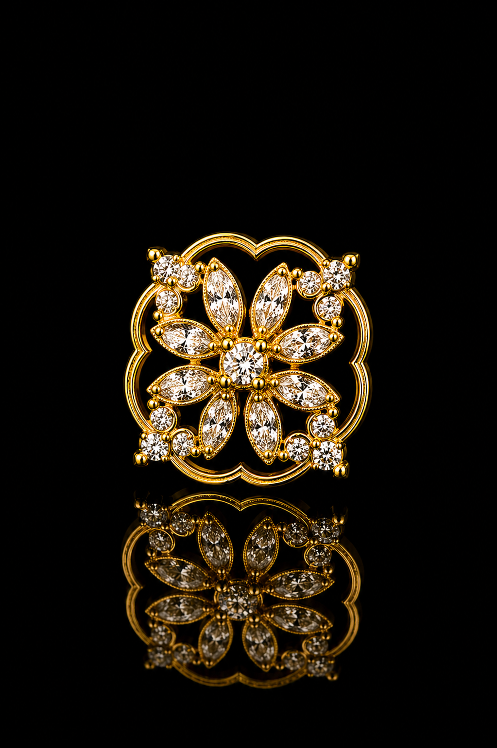 Crystal Bloom Square Lapel Pin