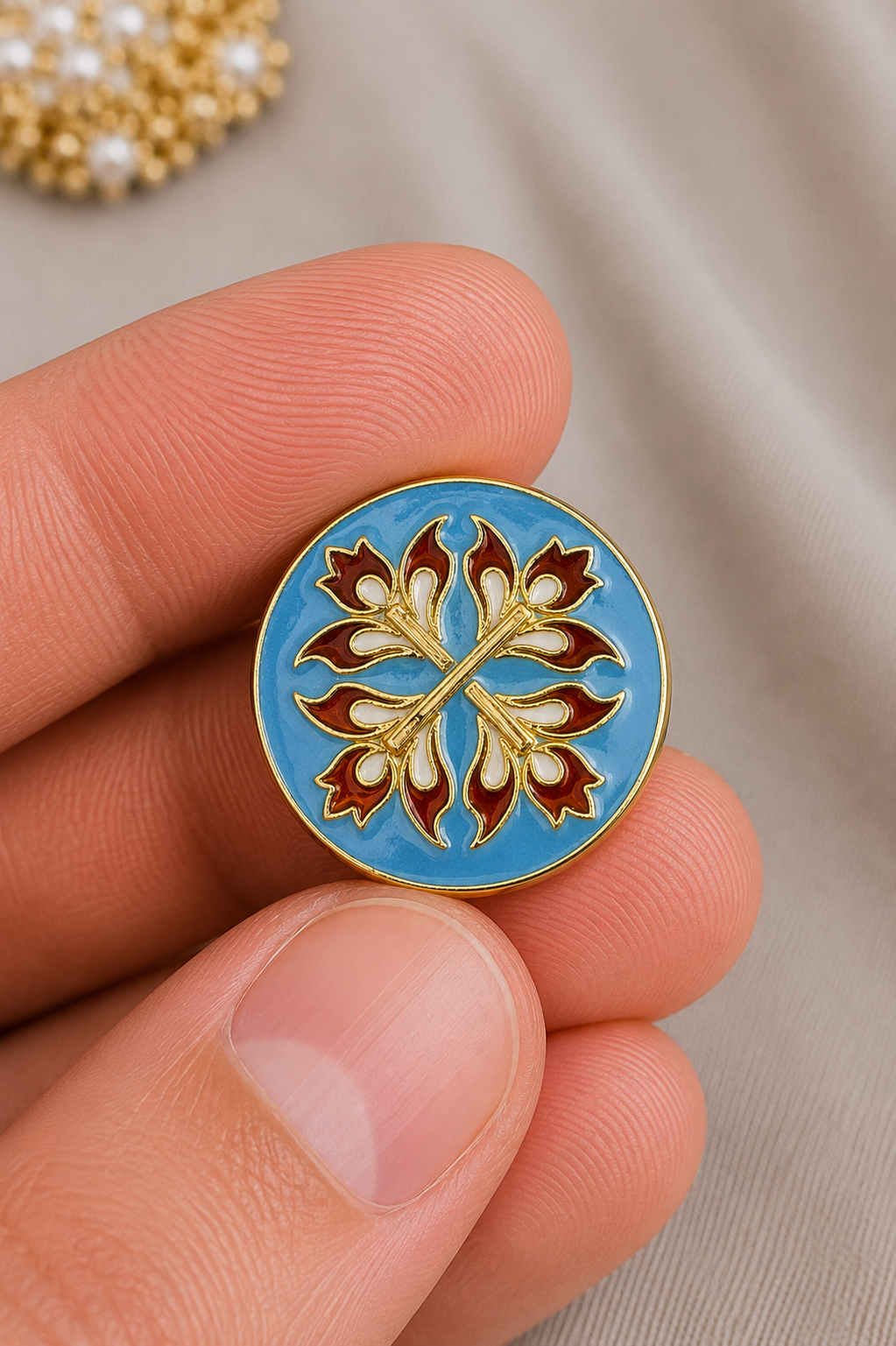 Blush Royale Floral Bandhgala Button