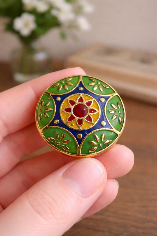 Royal Meenakari Floral Bandhgala Button