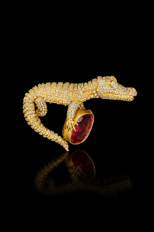 Crimson Crocodile Brooch