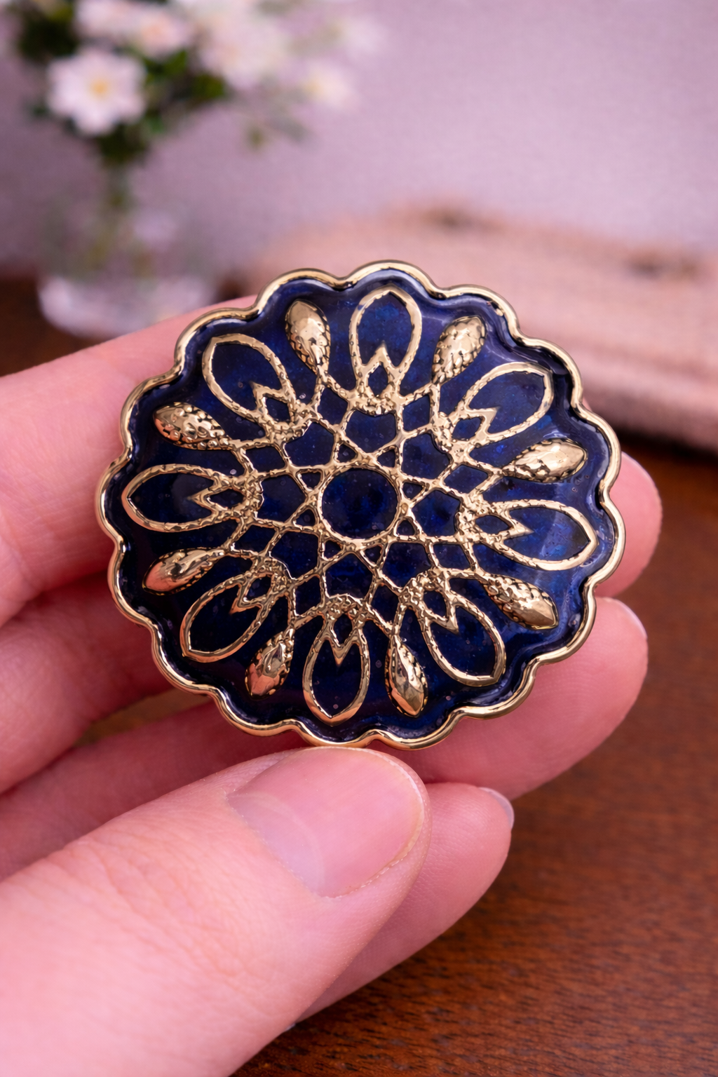 Midnight Rosette Bandhgala Button