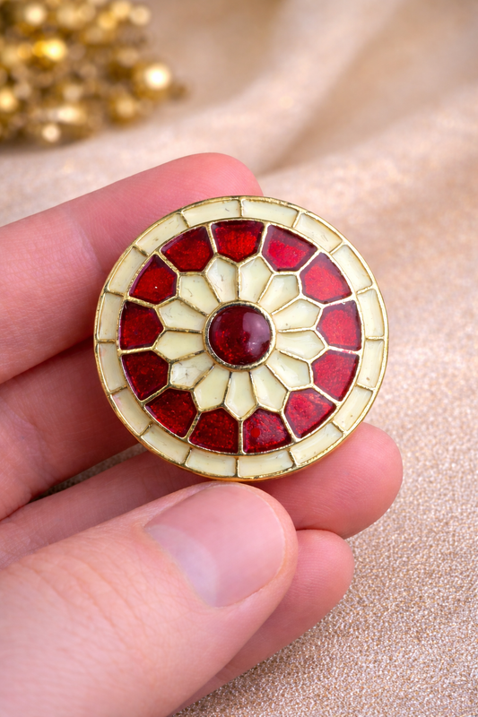 Ruby Halo Ivory Bandhgala Button