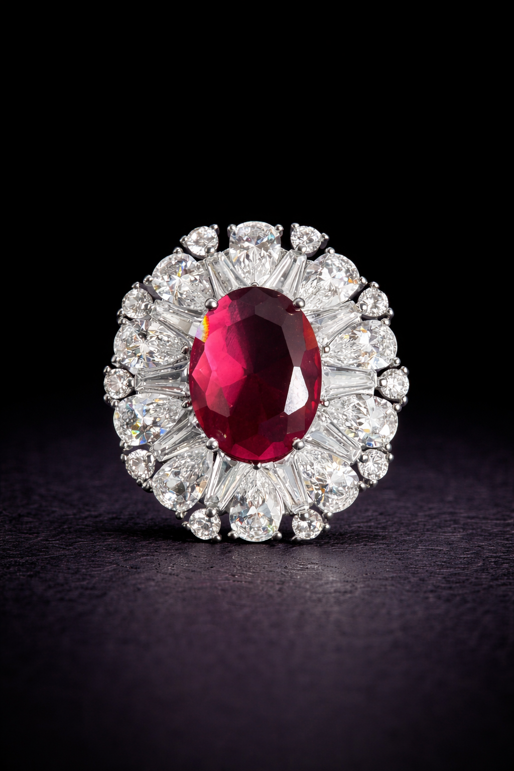 Crimson Halo Crystal Magnet Brooch