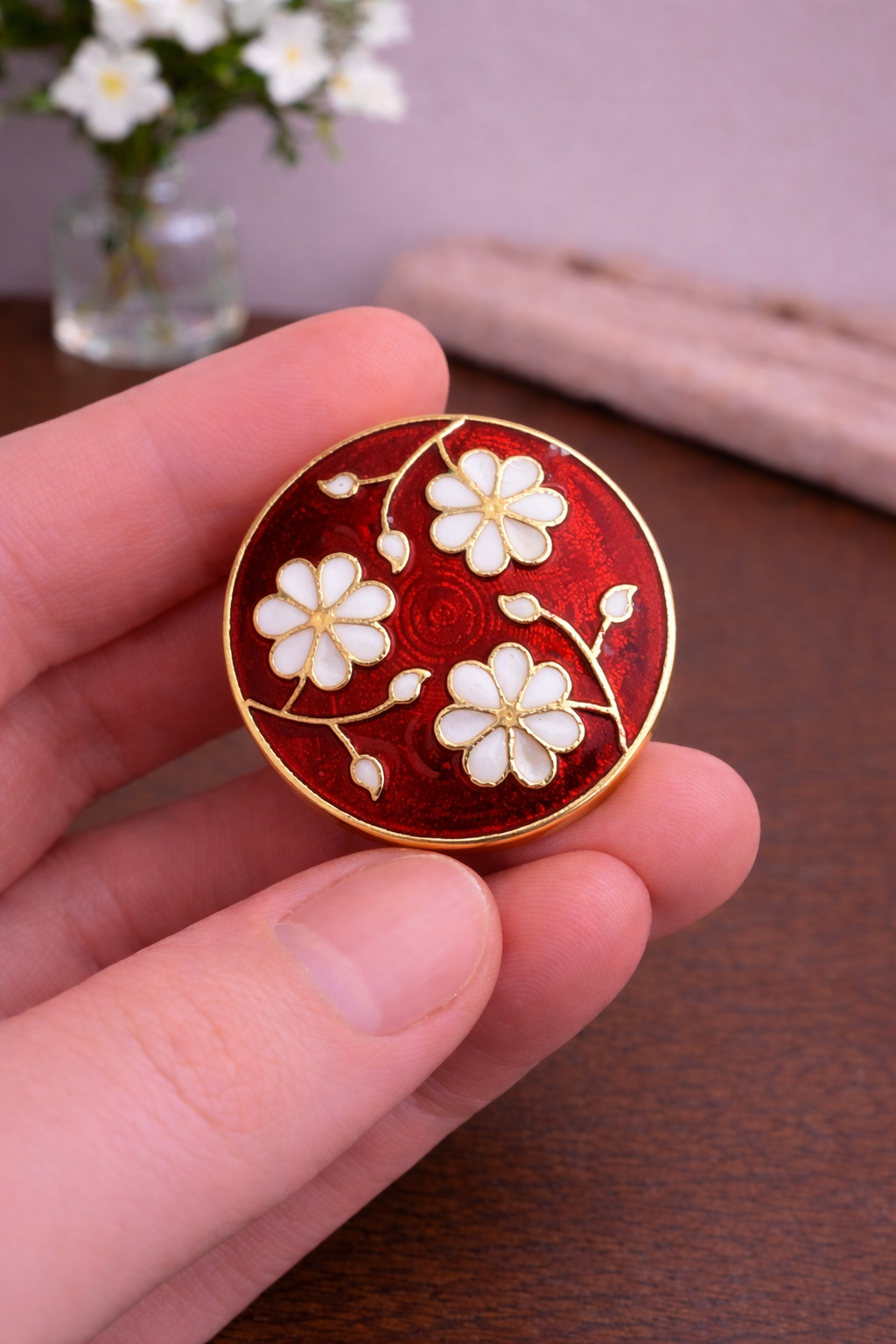 Rangrez Crimson Floral Bandhgala Button