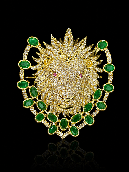 Regal Lion Crest Brooch