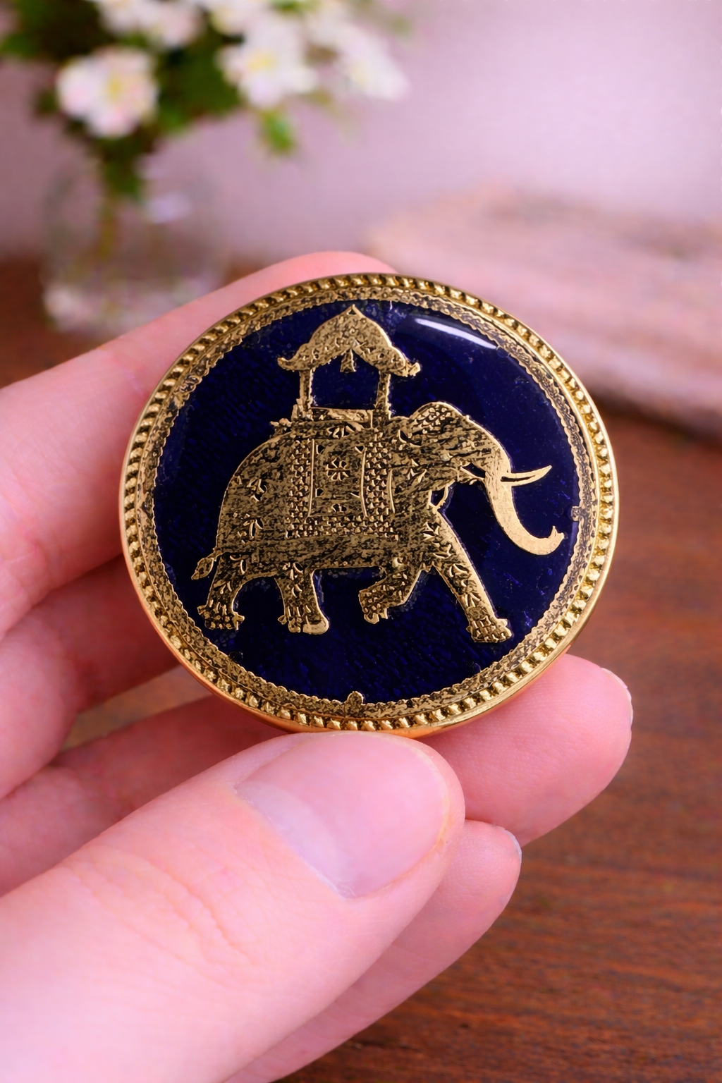 Royal Elephant Tewa Art Bandhgala Button