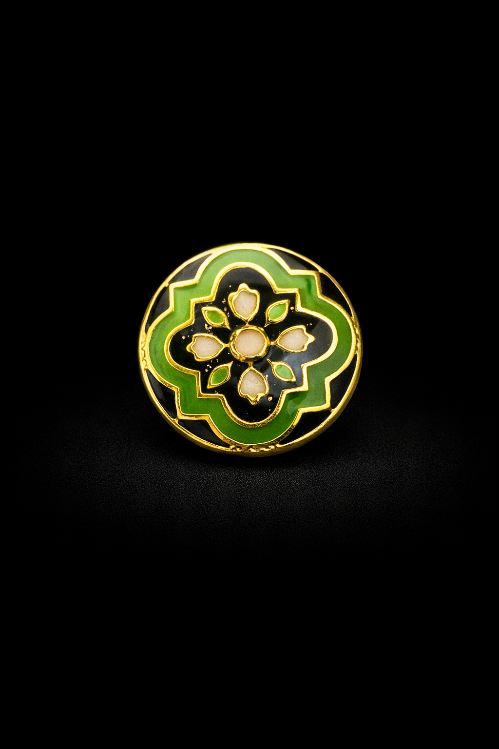 Emerald Noir Floral Kurta Button