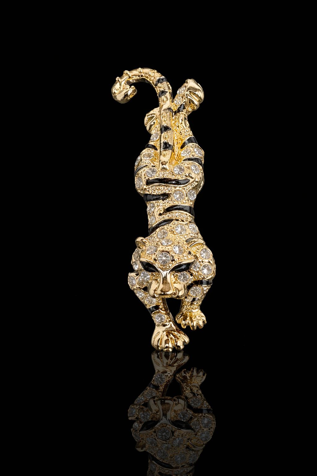 Golden Leap Panther Brooch