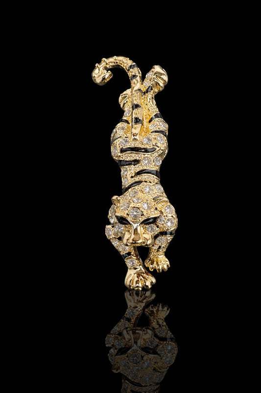 Golden Leap Panther Brooch