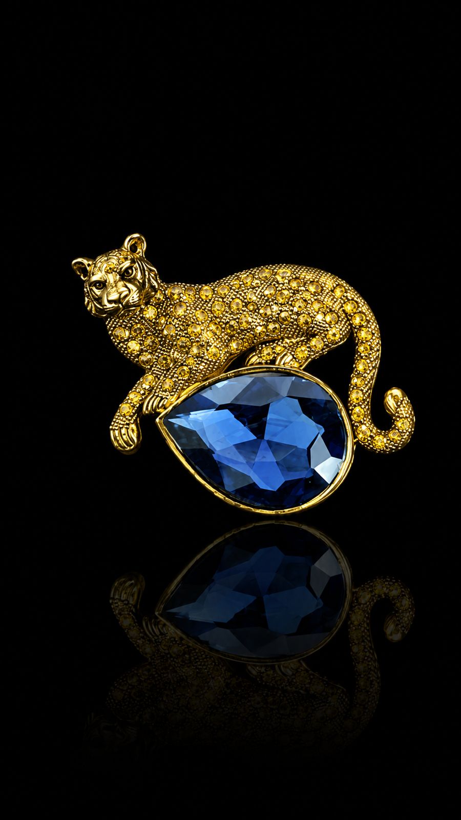 Amber Majesty Leopard Brooch