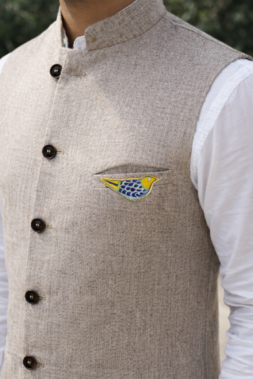 Bird Flat – Blue Pottery Brooch