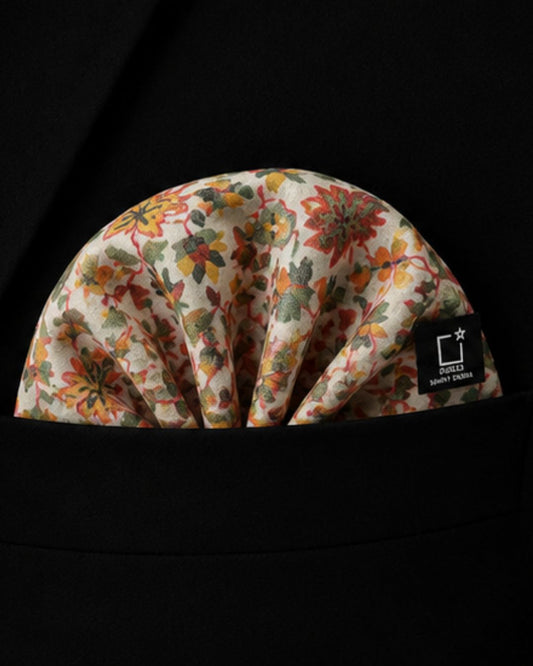 Name: Autumn Blossom Pashmina Kani Pocket Square