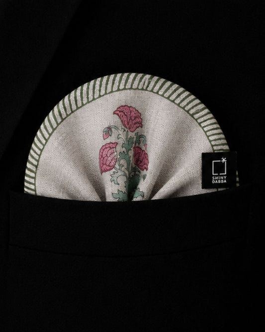 Blush Heritage Pashmina Block Print Pocket Square