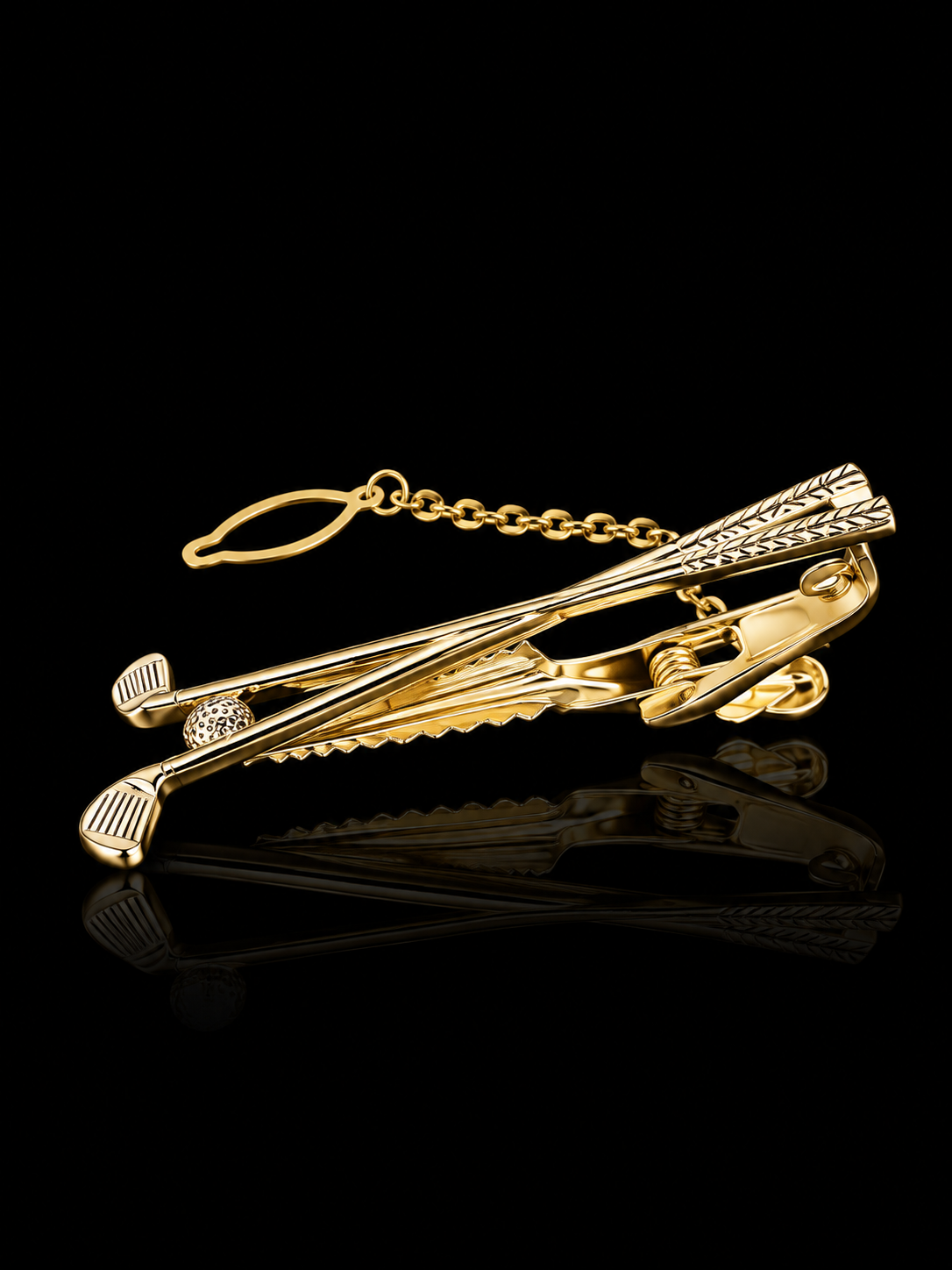 Golf Club Tie Pin with Chain