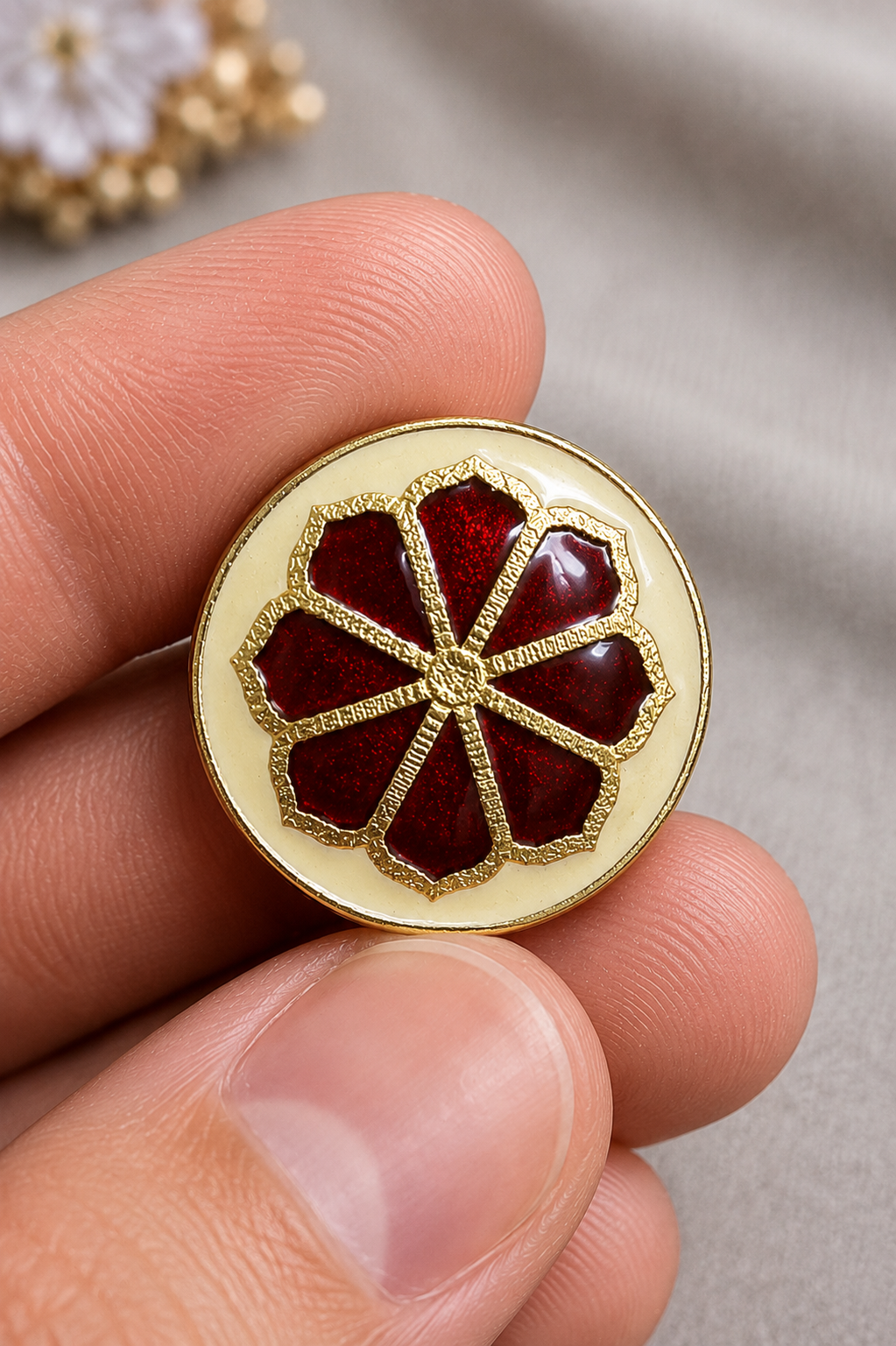 Meher Enamel Bloom Bandhgala Button