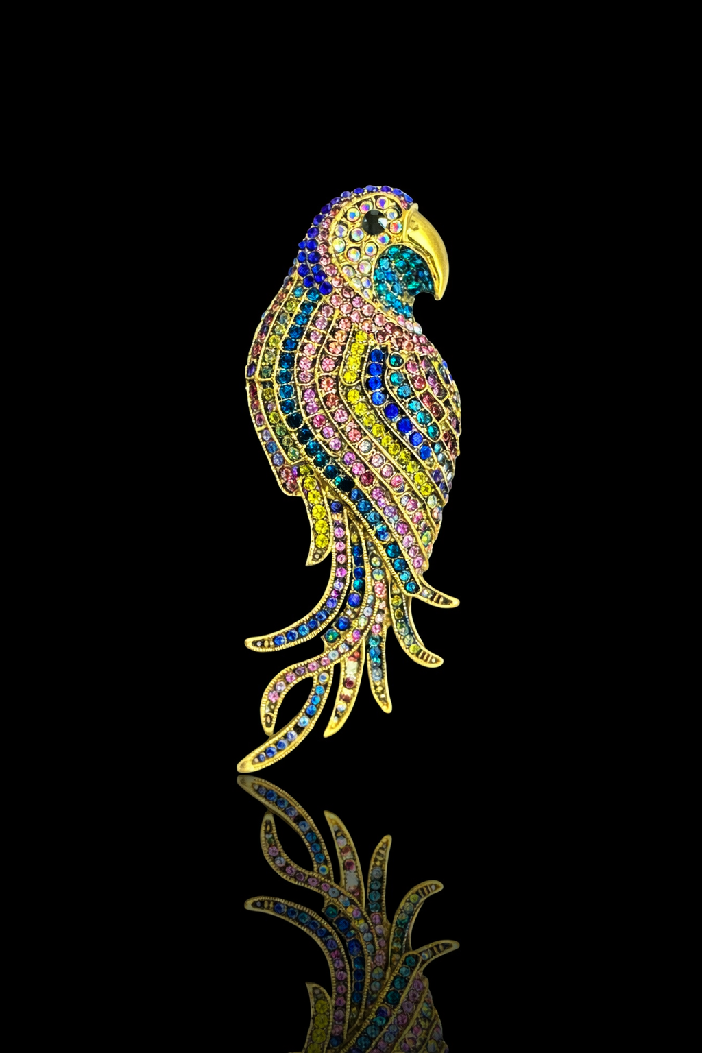 Majestic Parrot Crystal Brooch