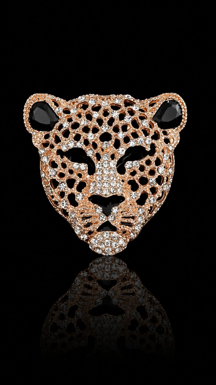Regal Leopard Crystal Brooch