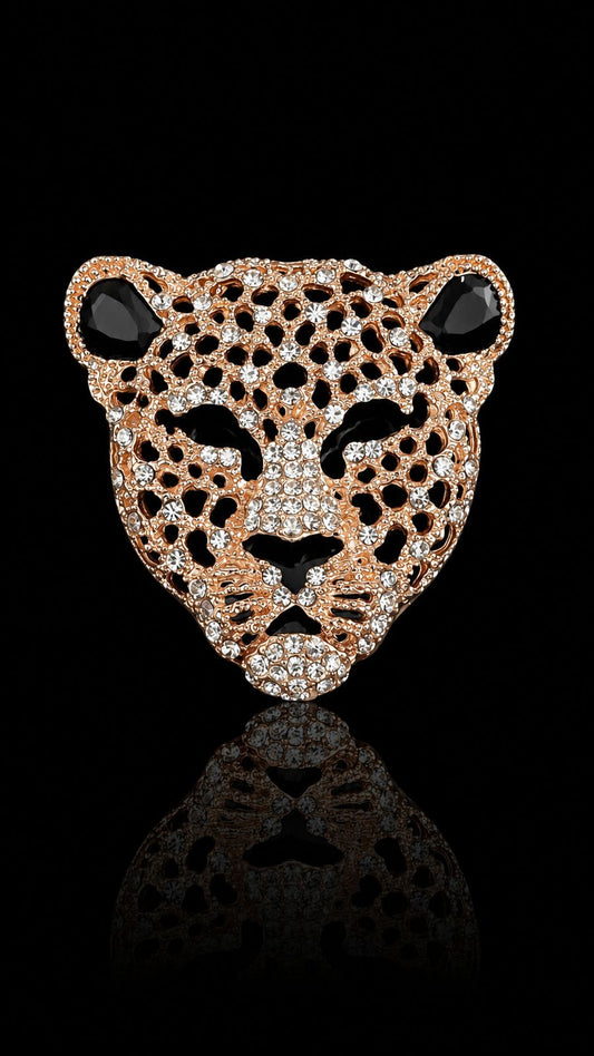 Regal Leopard Crystal Brooch