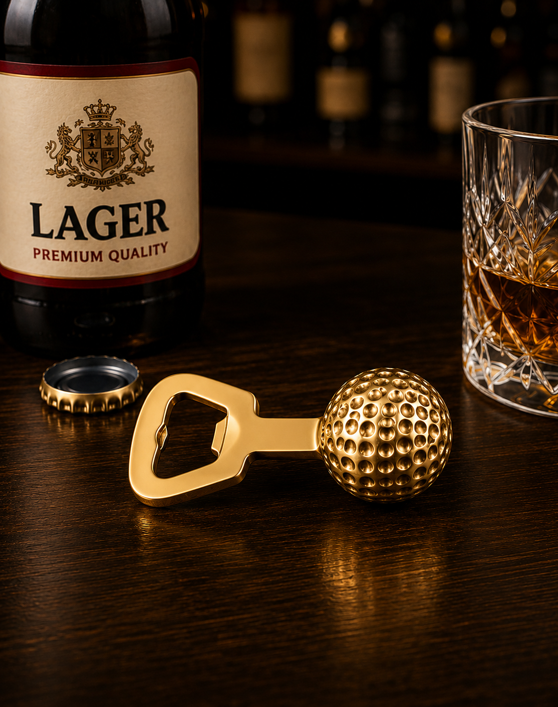 Golden Golf Corkscrew Bottle Opener Set