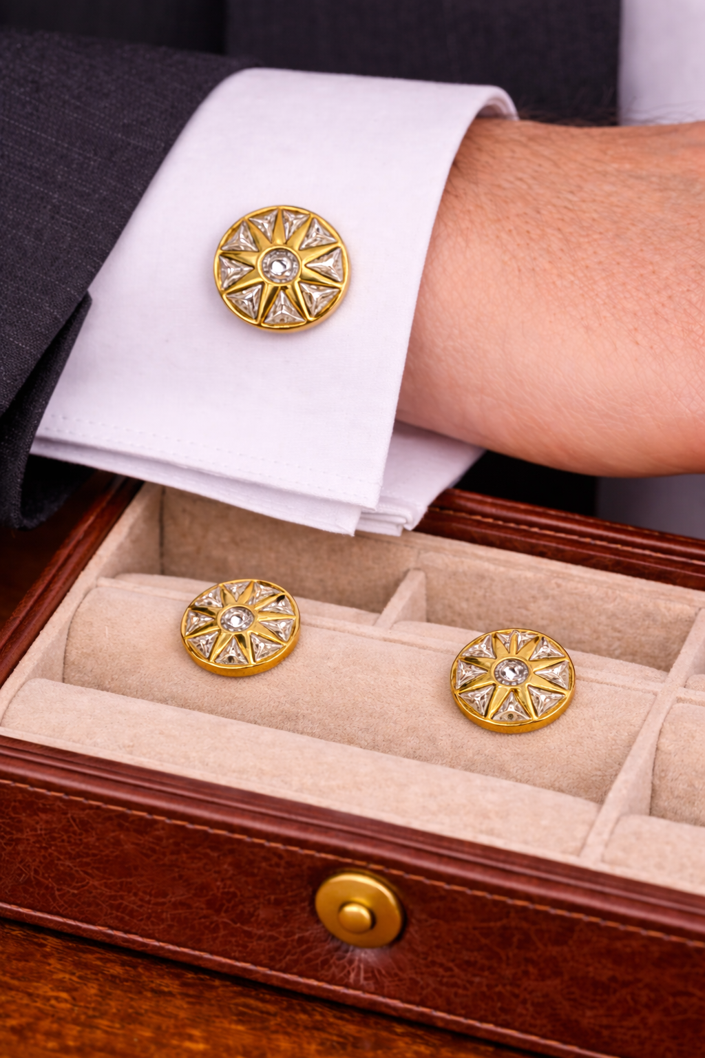 Sunburst Polki Brass Cufflinks