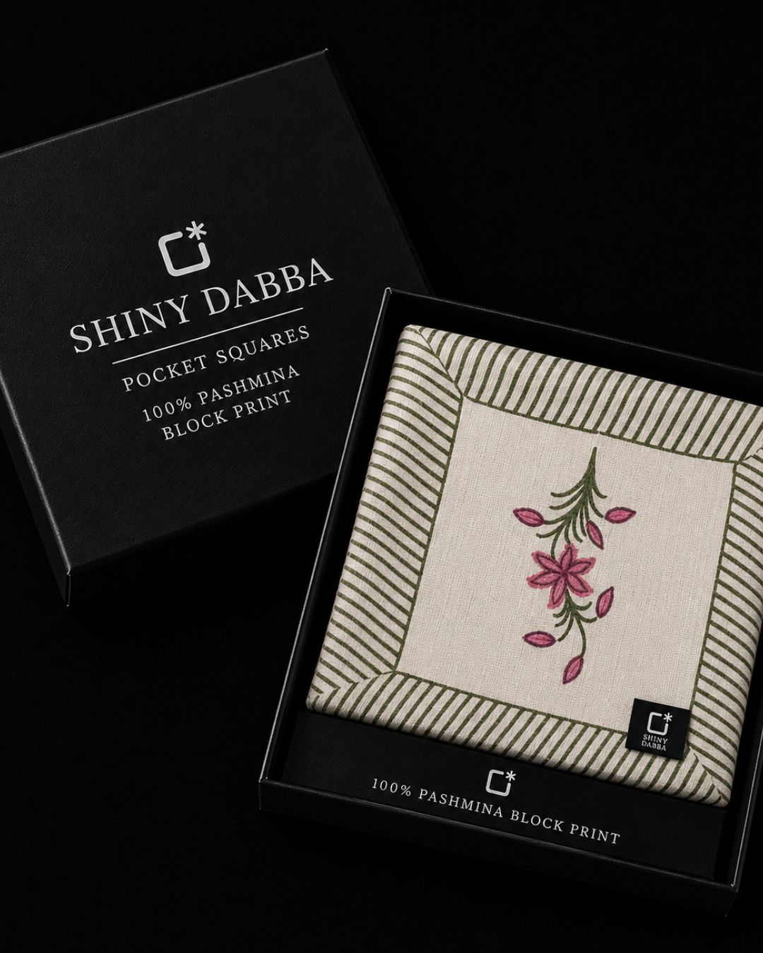 Pink Blossom Pashmina Block Print Pocket Square