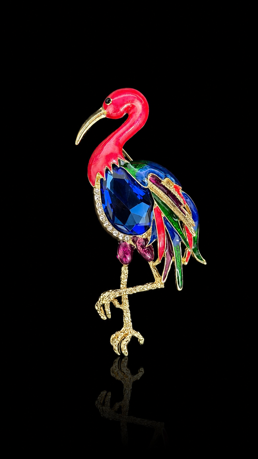 Flamingo Royale Crystal Brooch