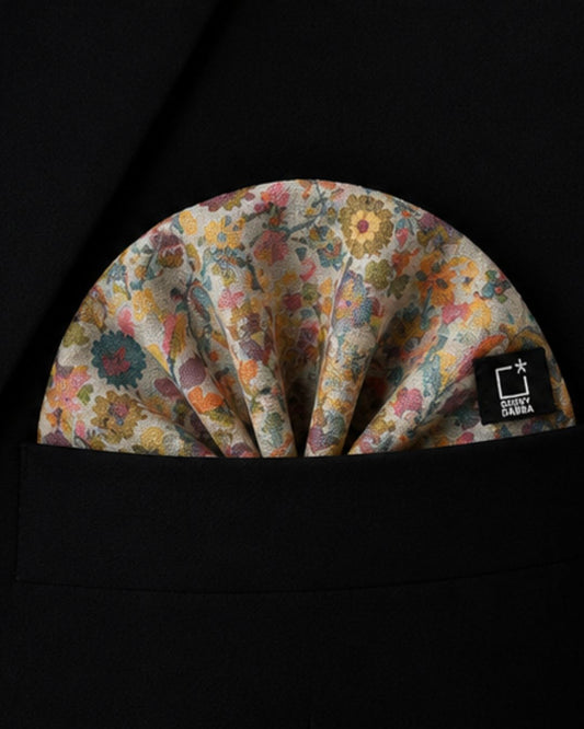 Pastel Garden Pashmina Kani Pocket Square