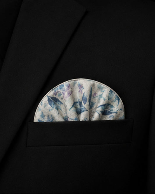 Midnight Botanical Linen Pocket Square