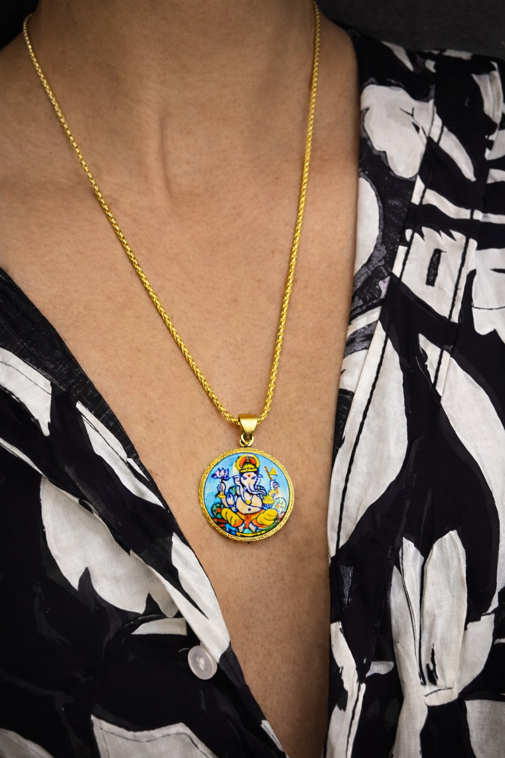 Siddhivinayak – Blue Pottery Pendant