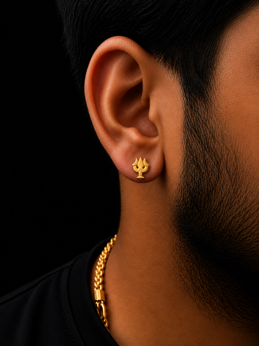 Trishul & Om Divine Stud Earrings