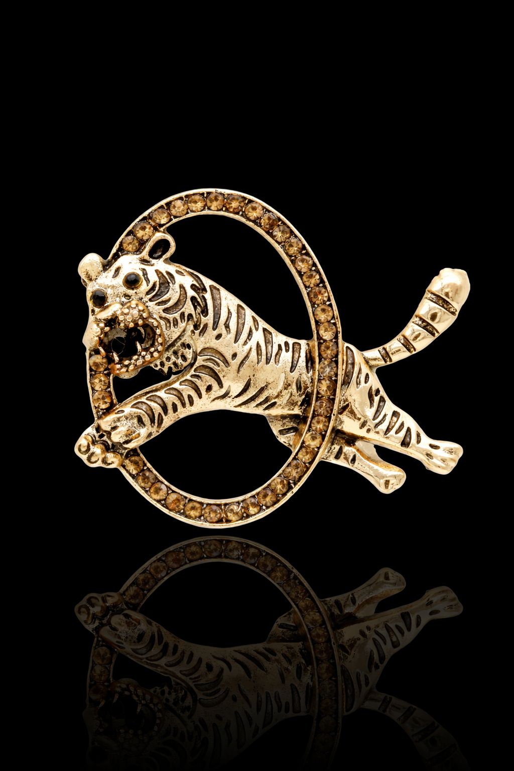 Amber Orbit Tiger Brooch