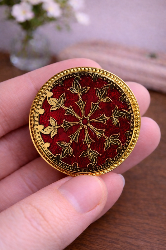 Crimson Bloom Bandhgala Button