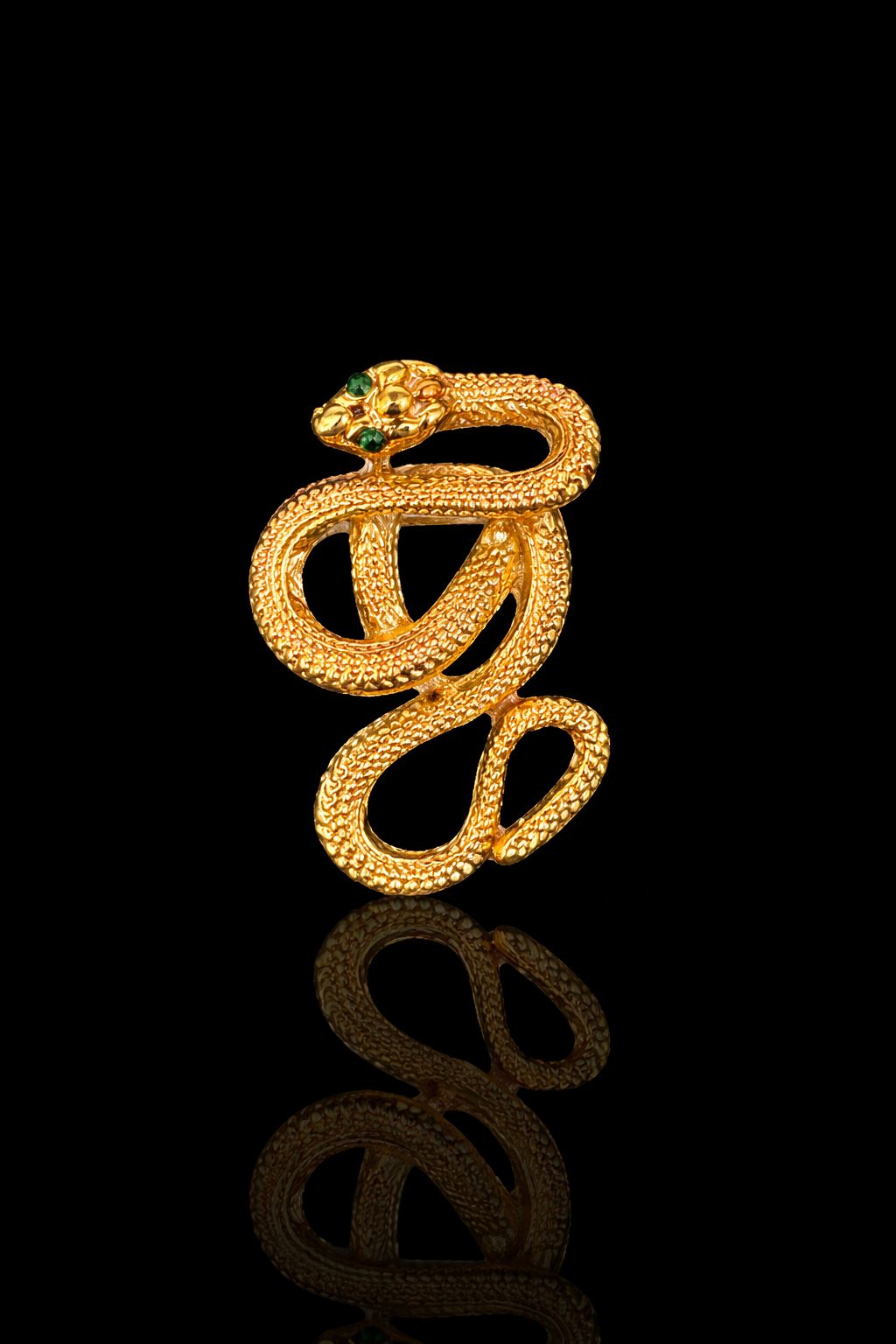 Golden Coil Serpent Brooch