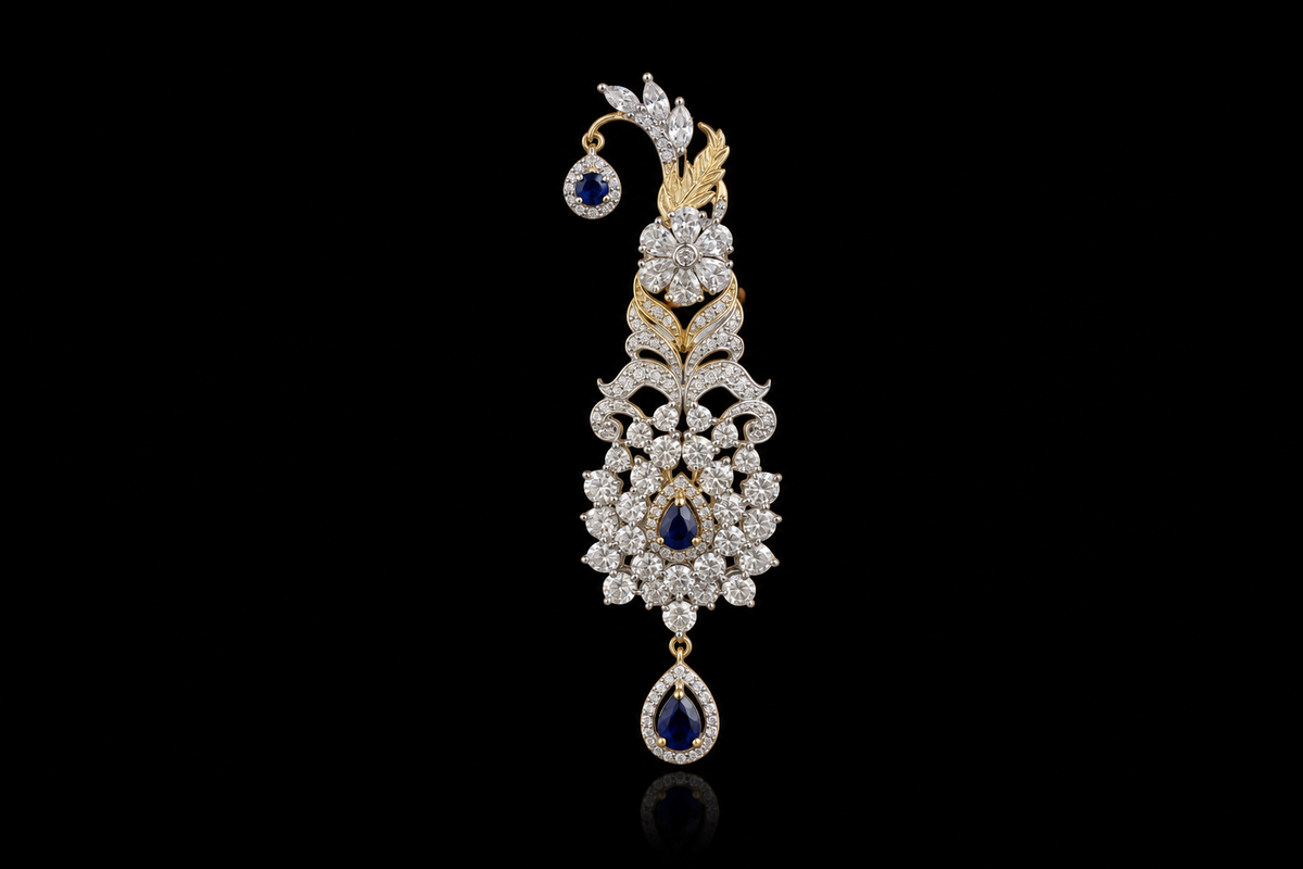 Royal Sapphire & Diamond Peacock Kalingi Sarpech
