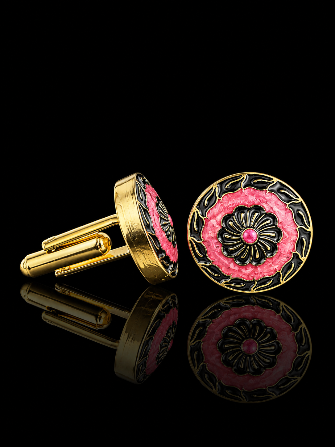 Pink Noir Floral Cufflinks