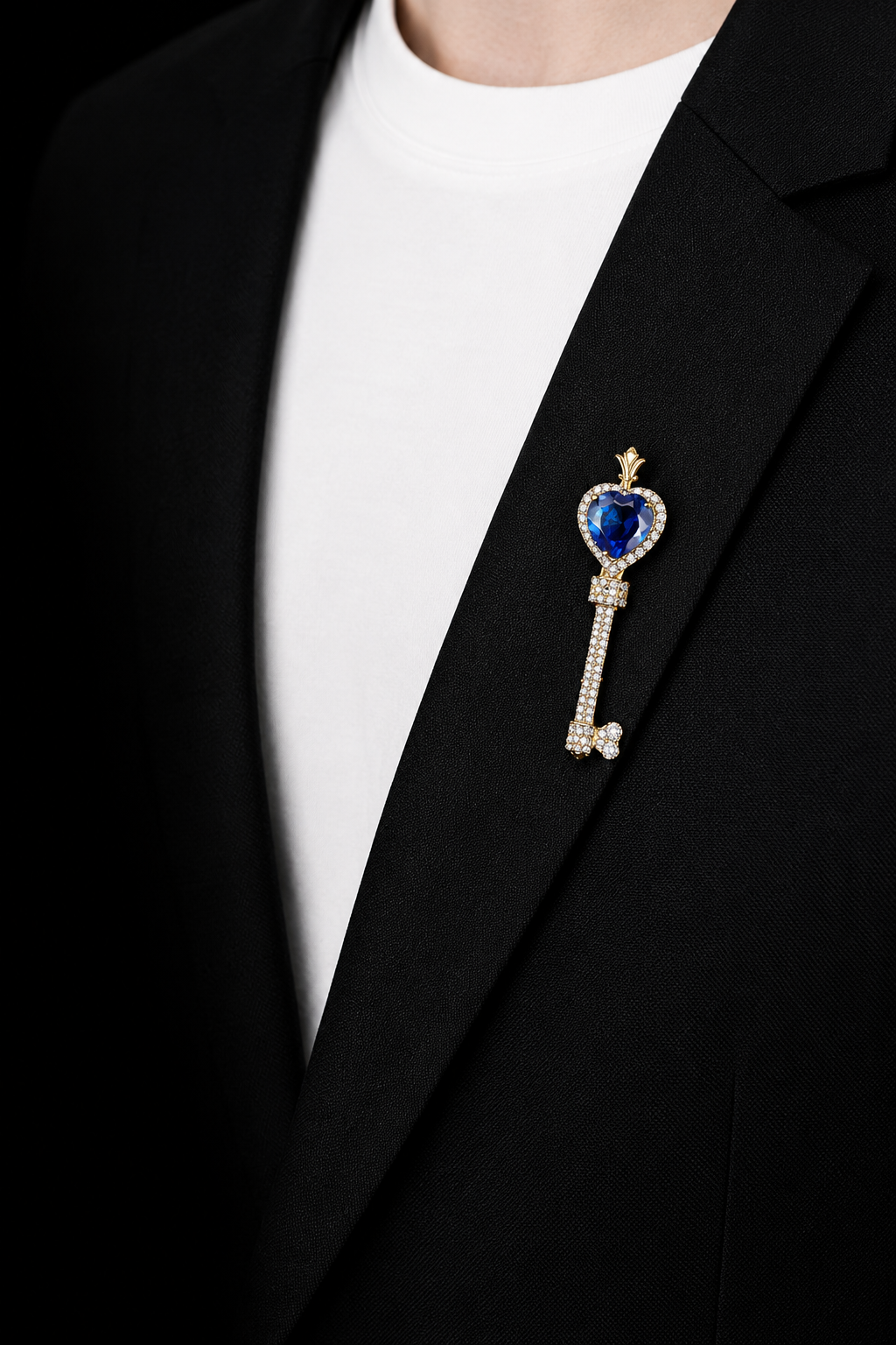 Royal Sapphire Key Brooch