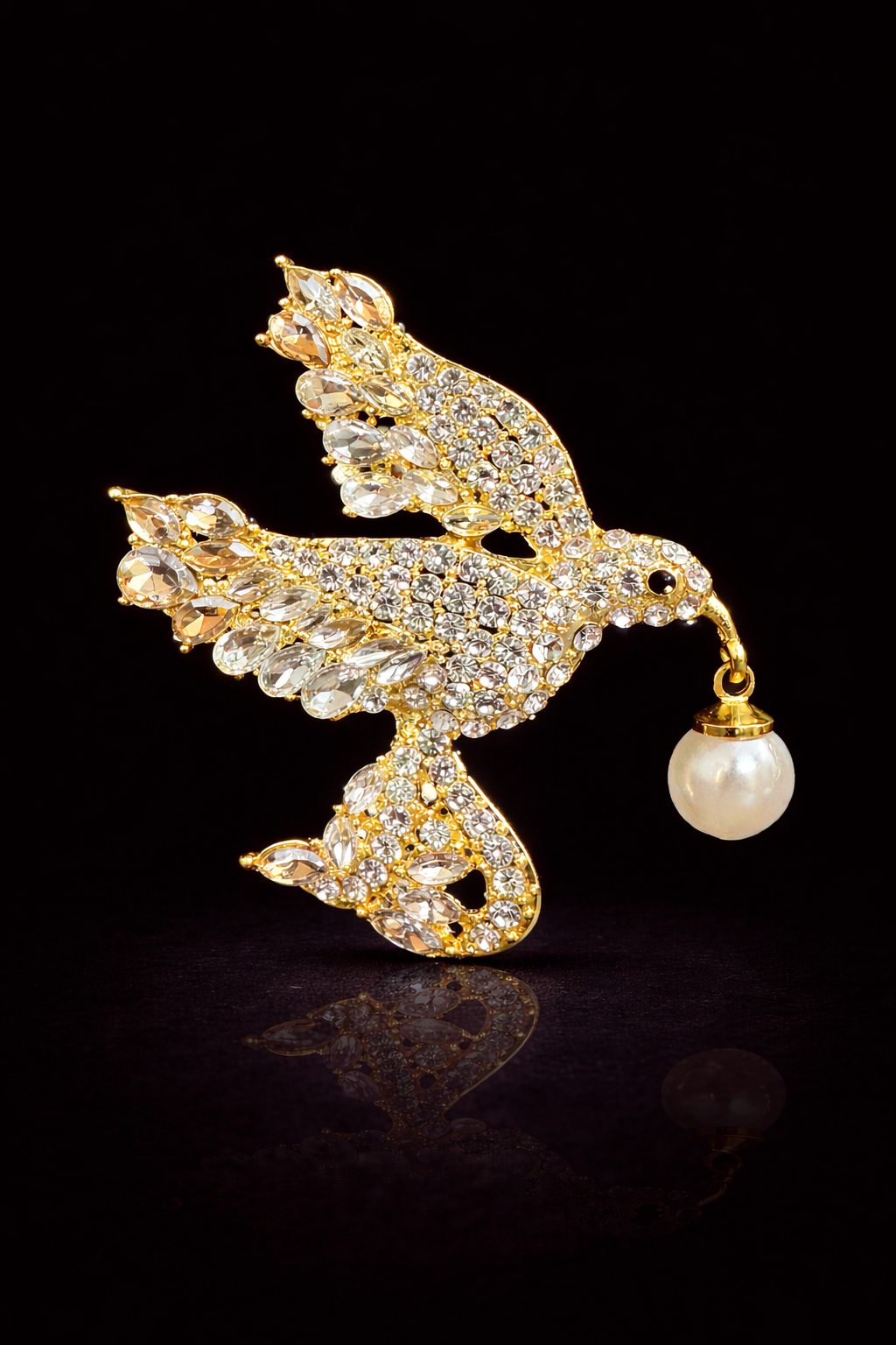 Pearl Flight Bird Brooch