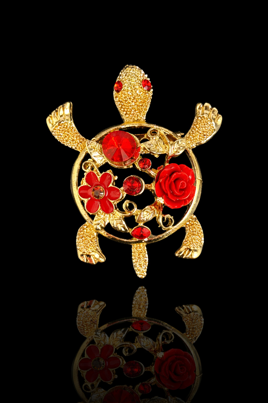Scarlet Garden Turtle Brooch