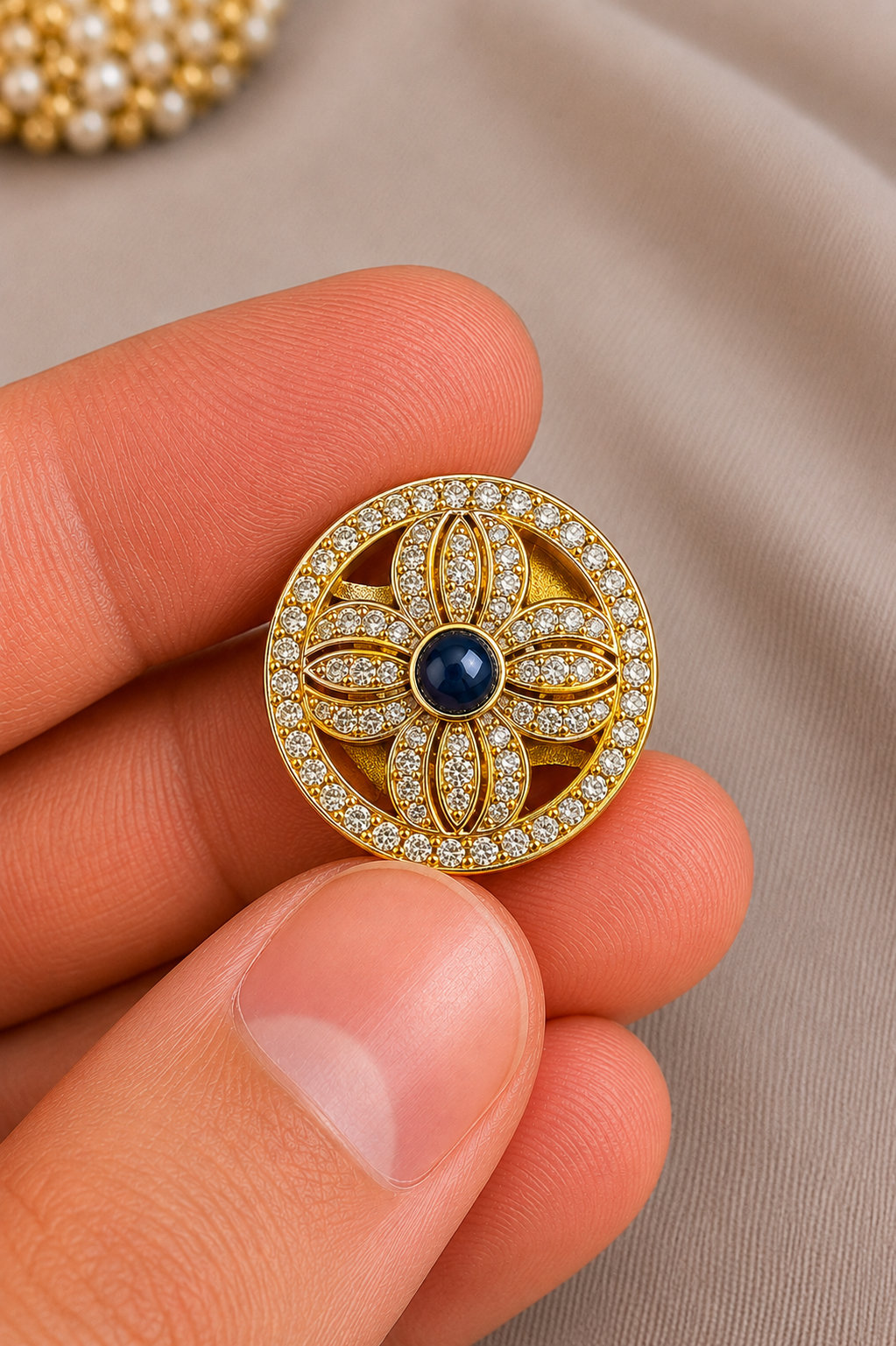 Royal Sapphire Bloom Bandhgala Button Set