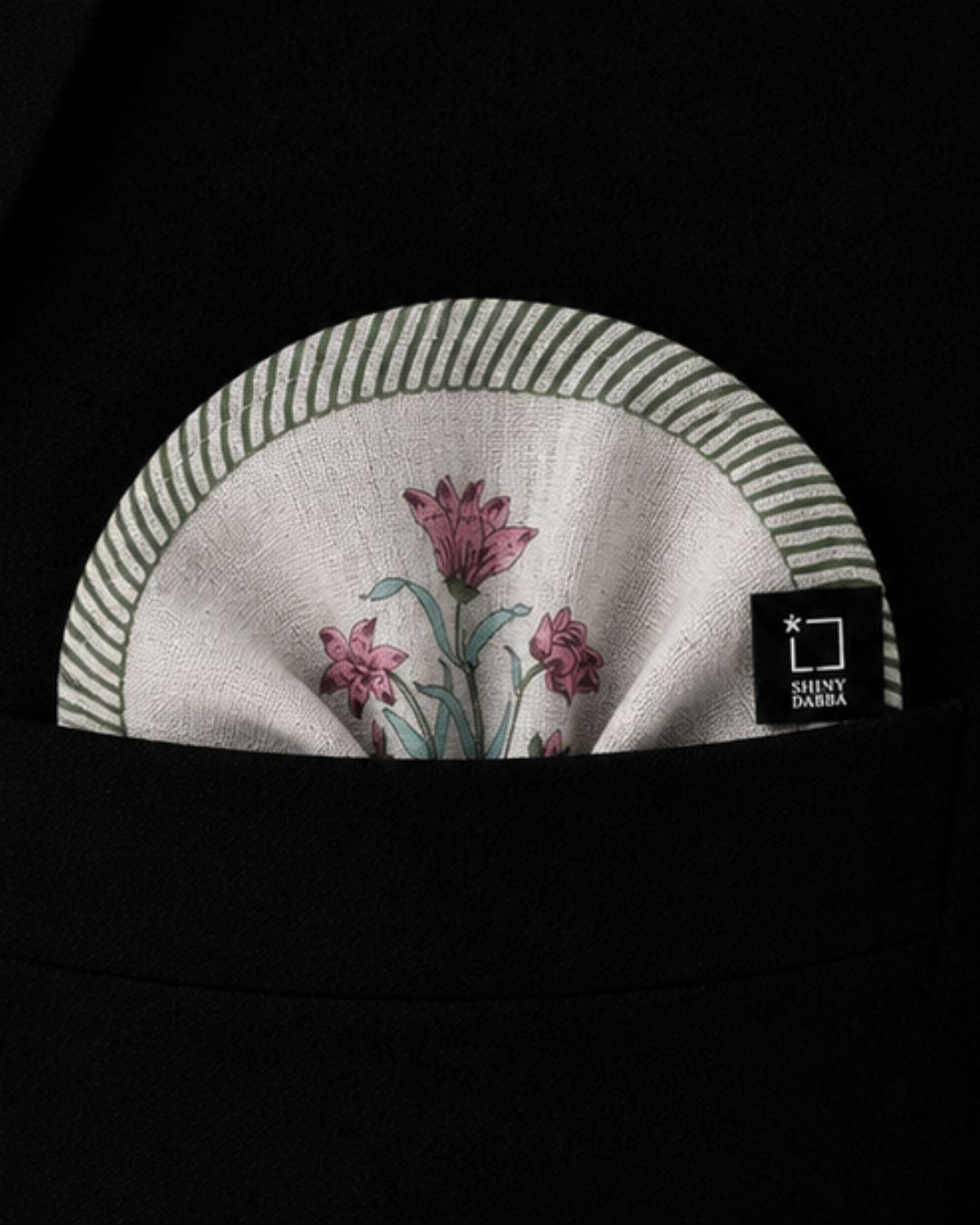 Wild Lily Pashmina Block Print Pocket Square