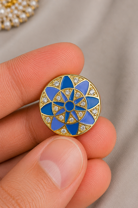 Royal Azure Crystal Bandhgala Button Set