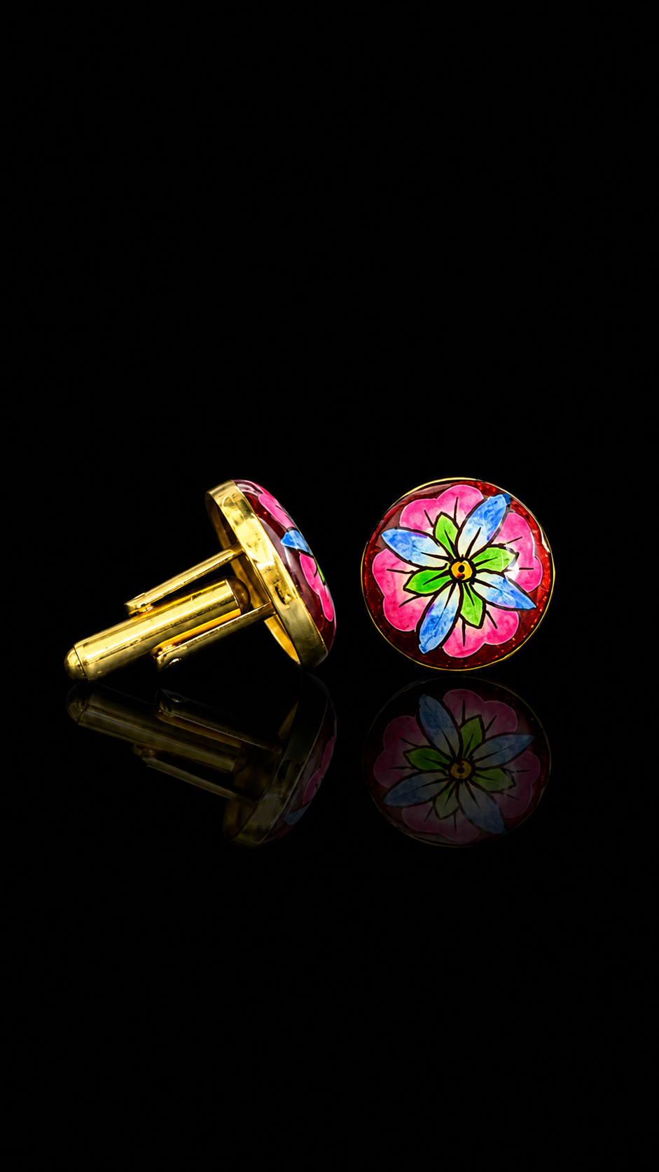 Gulnaar Bloom Hand-Painted Enamel Cufflinks