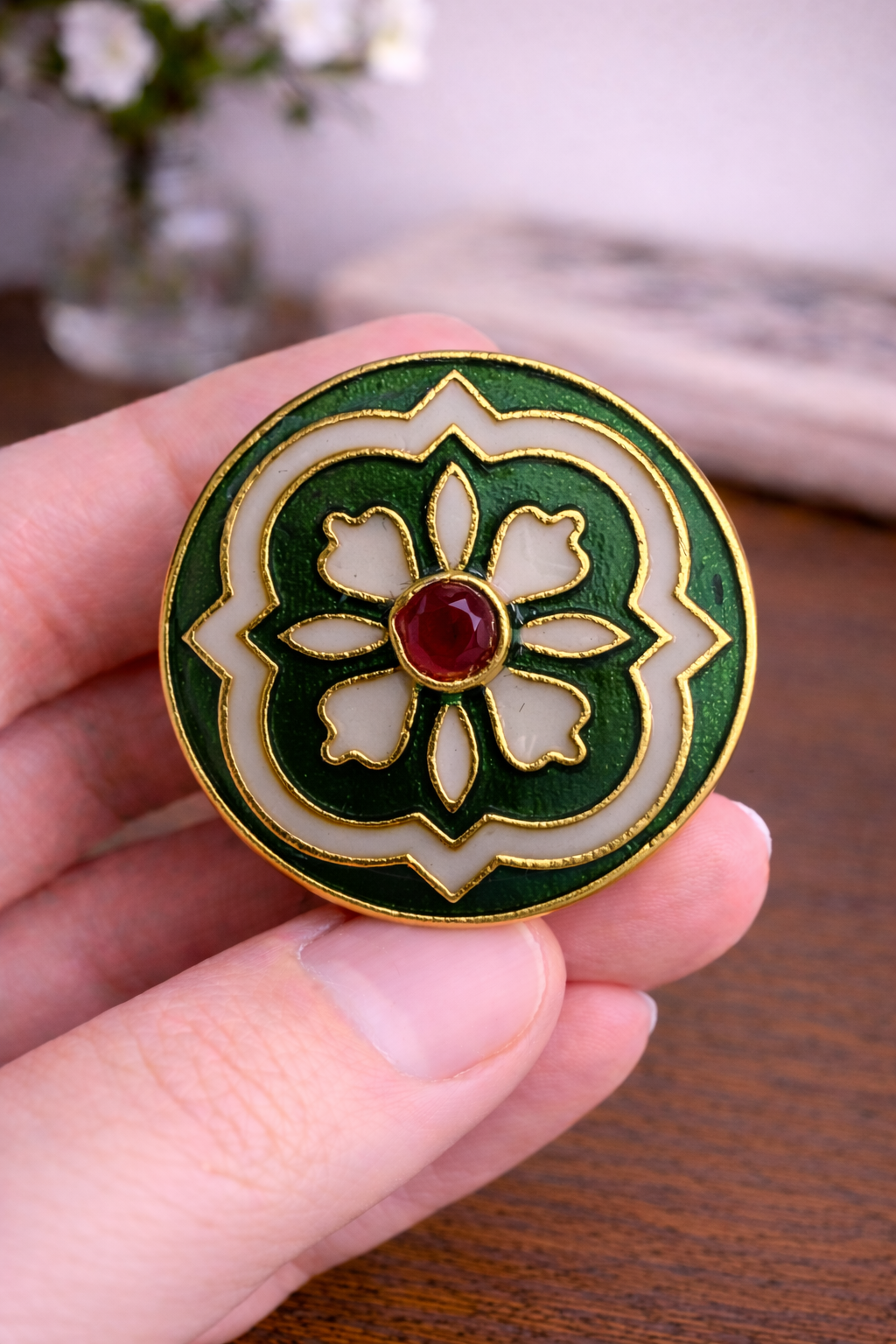 Emerald Crest Bandhgala Button