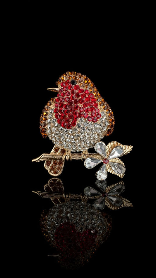 Crimson Songbird Brooch